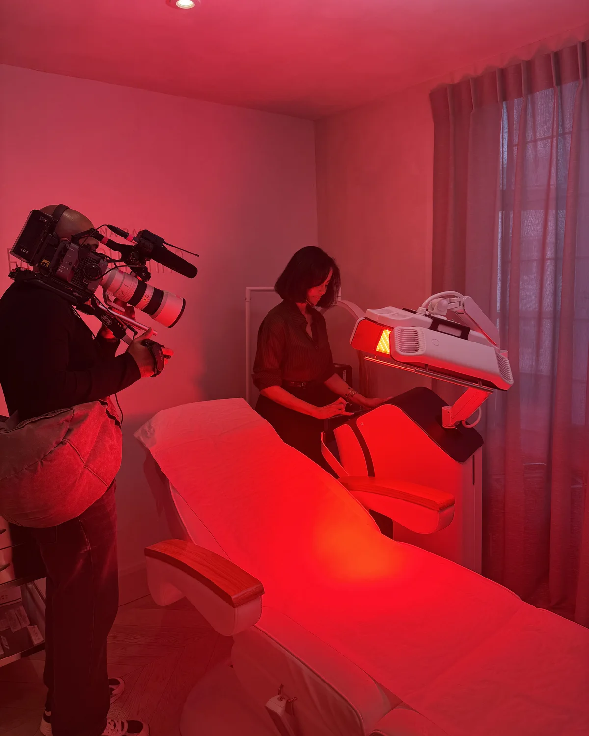 Dermalux Tri-Wave MD LED phototherapy session filmed for The Price of Perfection at Facial Sculpting London