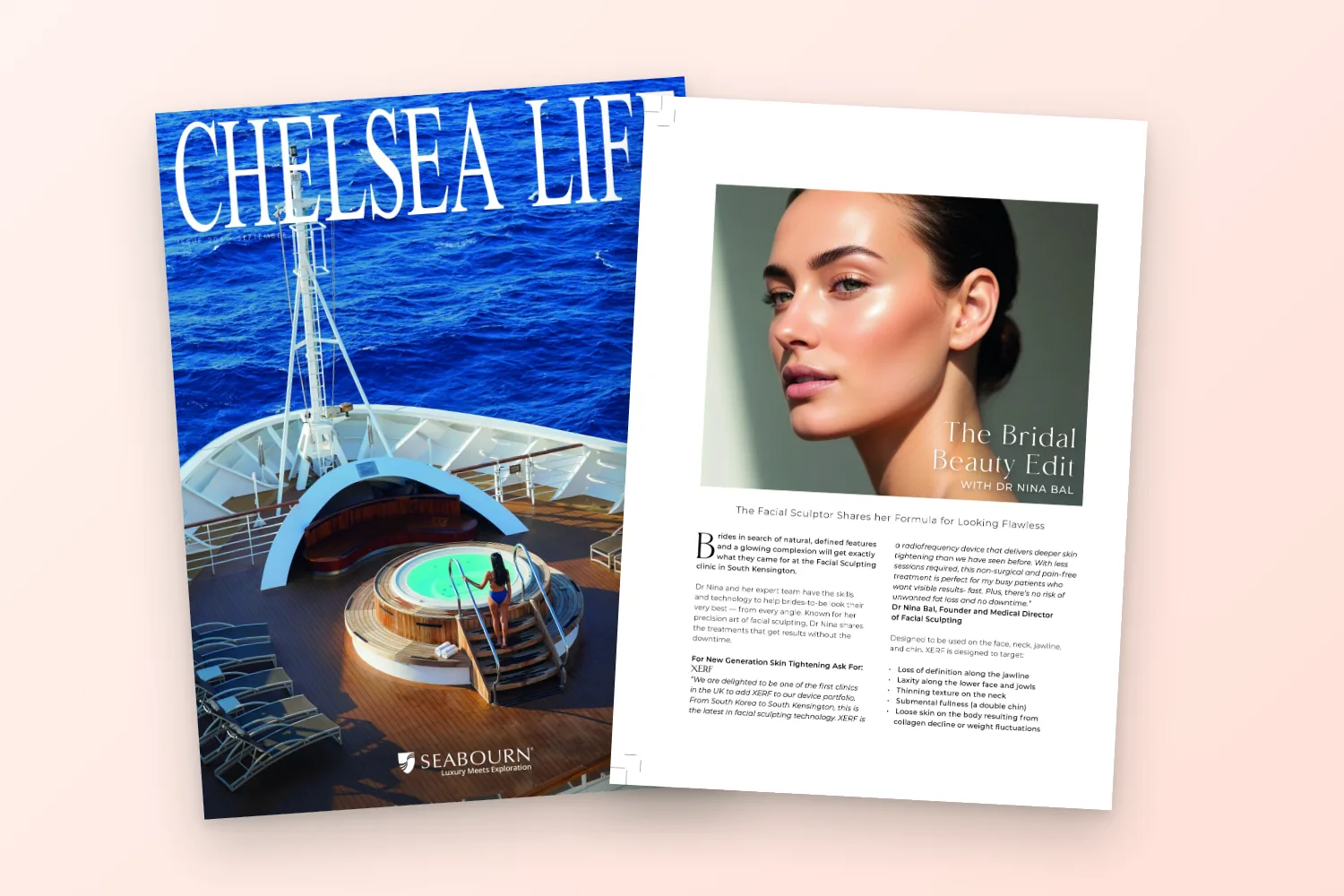 The September 2026 cover of Chelsea Life beside the opening page of The Bridal Beauty Edit with Dr Nina Bal