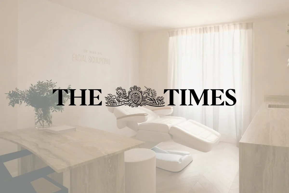 The Times masthead over the Facial Sculpting treatment room in Kensington