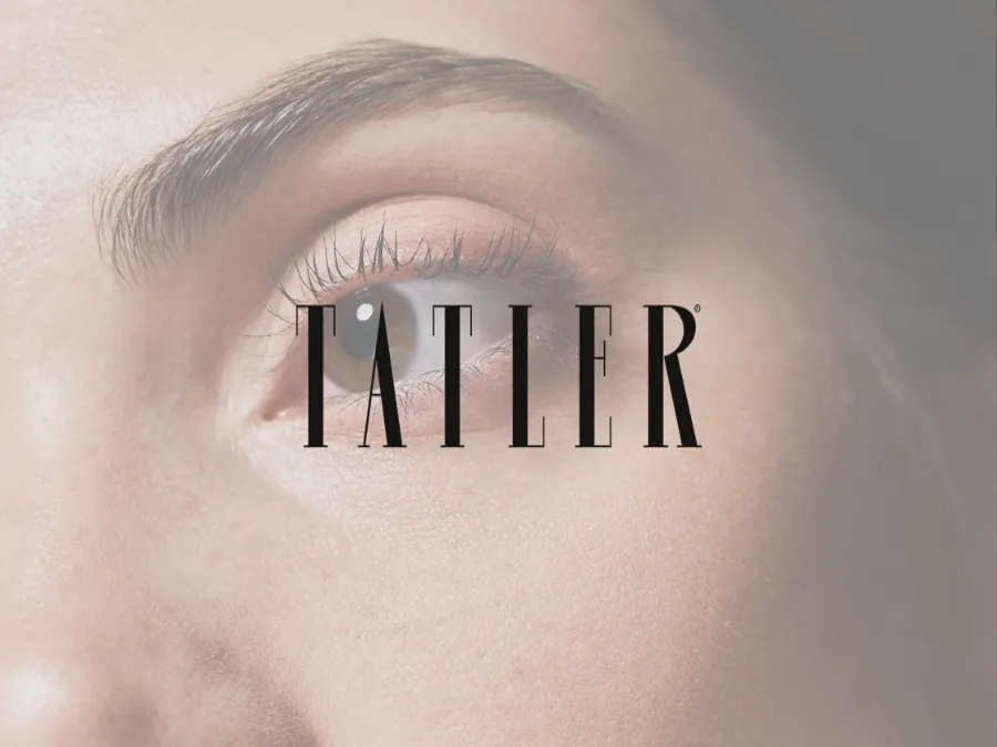 The Tatler masthead over a macro of a woman's eye and brow.